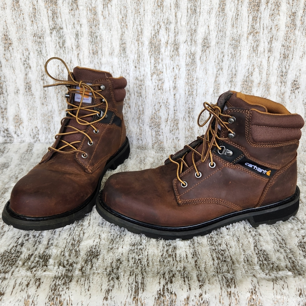 Carhartt "6-inch Soft Toe Work Boot" Oiled Leather Lace Up Brown, Men's Size 12W - Picture 2 of 13